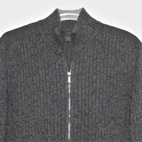 Calvin Klein Jeans 100% Cotton Men's Ribbed Knit Grey Cardigan Sweater … - Picture 4 of 13